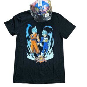 Dragon Ball Fighter Z Goku Vegeta Super Saiyan Graphic Black T-Shirt and Cap